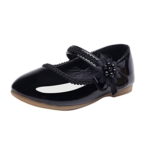 Ballerinas Flach Kinder Prinzessin Kleid Lederschuhe Elegant Performance Schuhe Ballerina Tanzschuhe Niedlich Mary Jane Kinderschuhe Hochzeit Schuhe Ballerinas (Black, 19.5 Infant) von Generisch