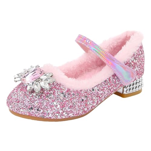 Ballerinas Mädchen Fleece Sole Thick Heel Winter Schuhe Glitzernde Kristallverzierungen mit Funkelnden Steinen für Kälte Ballerinas von Generisch