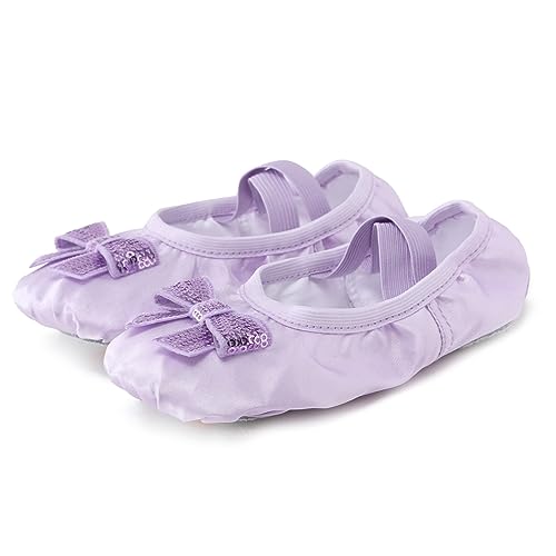 Ballettschläppchen Mädchen Ballettschuhe Kinder Tanzschuhe Trainings Yogaschuhe Ballettkleidung Tanz Yoga Tanzschläppchen Spitzenschuhe Ballett Ballerina Schuhe Lila 27 von Generisch