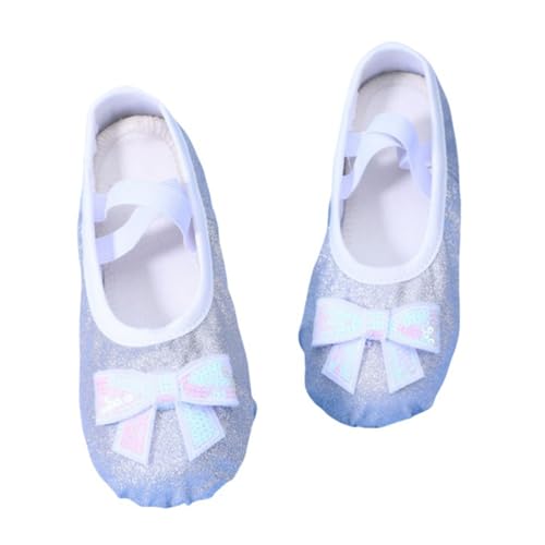 Ballettschläppchen Mädchen Ballettschuhe Kinder Yogaschuhe Yoga Tanzschläppchen Ballettkleidung Tanz Trainings Tanzschuhe Spitzenschuhe Ballett Silber 25 von Generisch
