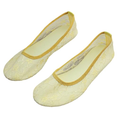 Ballettschuhe Damen Elegante Ballerina Tanzschuhe Mesh Atmungsaktive Flachschuhe Orthopädische Bootsschuhe Bequeme Sommerschuhe Frauen Einzelschuhe Runde Zehe Spitze Loafers von Generisch