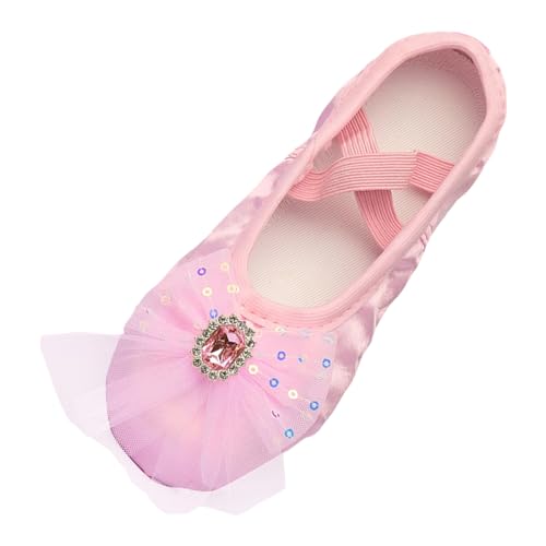 Ballettschuhe Mädchen Ballett Gymnastikschuhe Turnschläppchen Mädchen Prinzessin Schuhe Glitzer Schuhe Leichte Bequeme rutschfeste Tanzschuhe Für Ballett Performance Schuhe (29.5 Little Child) von Generisch