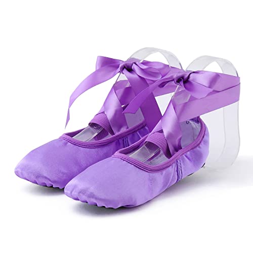 Ballettschuhe Mädchen Ballettschläppchen Kinder Ballettkleidung Tanzschuhe Yoga Yogaschuhe Tanz Trainings Tanzschläppchen Spitzenschuhe Ballett Ballerina Schuhe Lila 26 von Generisch