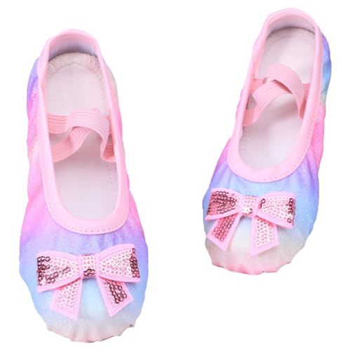 Ballettschuhe Mädchen Ballettschläppchen Kinder Tanzschläppchen Tanzschuhe Yoga Yogaschuhe Ballettkleidung Trainings Tanz Ballerina Schuhe Spitzenschuhe Ballett Light Pink 34 von Generisch