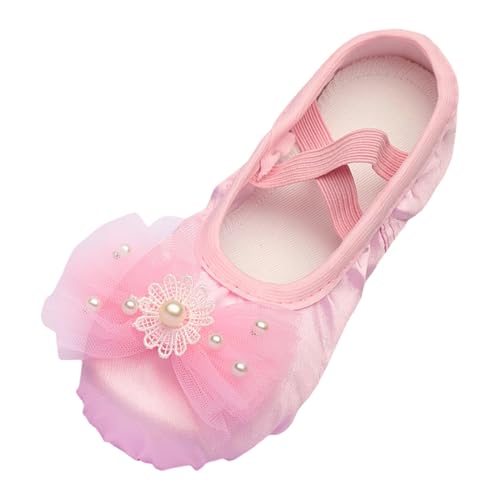 Ballettschuhe Mädchen Kristall Detailierte Spitze Schleife Akzent Lederboden Für Ballettaufführung Yoga Praxis Formelle Tanzbekleidung von Generisch