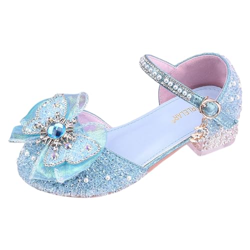 Ballettschuhe Mädchen Tanzschuhe Ballettschuhe Turnschläppchen Mädchen Prinzessin Schuhe Glitzer Schuhe Hochzeit High Heel Leichte Bequeme Ballettschuhe Für Kinder (Blue, 33 Big Kids) von Generisch