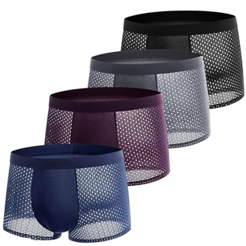 Bambus Boxershorts Herren - 4Pack Bamboo Fiber Boxer Briefs, Bambox - Bambus Boxershorts, Bambus Boxershorts for Men (DE/NL/SE/PL, Alphanumerisch, XL, Regular, Regular, Mehrfarbig) von Generisch