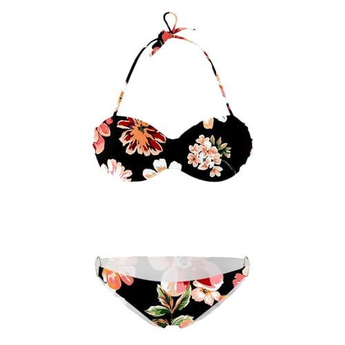 Bandeau Bikini Damen Twist Push Up Bandeau Bikini Set Streifen Gestreift Damen Pushup Badeanzug von Generisch