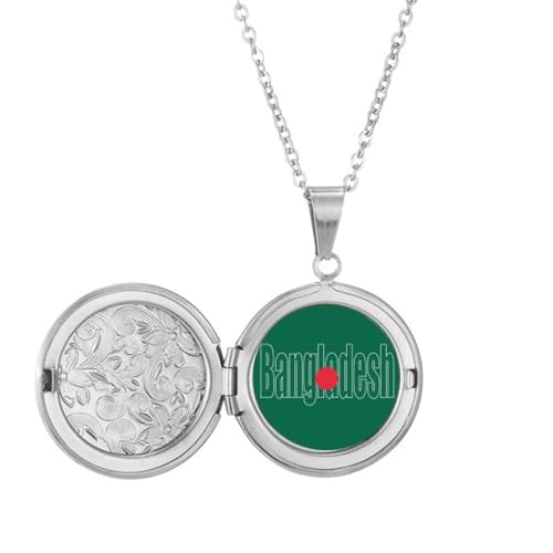 Bangladesch Länderflagge Namensmedaillon Halskette hält Bild Schmuck Geburtstagsgeschenk von Generisch