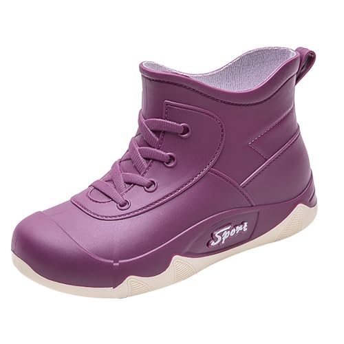 Barfuß Gummistiefel Damen Wasserfeste Stiefel Damen Regenstiefel Wasserdicht Stiefeletten Herbst Leder Schuhe Regenschuhe Bequem Rutschfeste Weitschaft Ankle Boots Retro Mode Kurzschaft Kurze Stiefel von Generisch