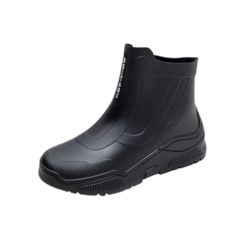 Barfuß Gummistiefel Herren Weiter Schaft Halbhoch Stiefel Wasserdicht Gummi Stiefeletten Slip On Regenstiefel Bequeme Kurz Ankle Boots Modische Herrenstiefel Outdoor Dicke Boden Gartenschuhe von Generisch