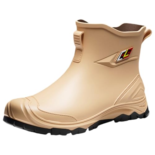 Barfuß Gummistiefel Herren Weitschaft mit Stahlkappe Hiking Boots rutschfeste Extra Weit Regenstiefel Outdoor rutschfeste Galoschen für Gartenarbeit Landwirtschaft Angeln Spaziergang mit dem Hund von Generisch