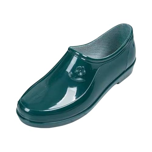Barfuß Gummistiefel Regenstiefeletten Damen Qtqgoitem Blau US 6.5 PVC Absatz Anti Regen Stiefel Knöchelschuhe für Damen (Modell: 913 C5E 6C8 C90 4B8) Gummistiefel Winter Schuhe (Green,41) von Generisch