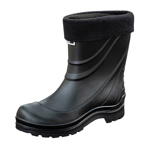 Barfuß Gummistiefel Wetterfeste Schuhe Damen Men'S Spring Summer Autumn And Winter Mid Tube Plus Velvet Cotton Removable And Washable Outdoor Fashion Work Fishing Car Wash Herren Schuhe (Black,39) von Generisch
