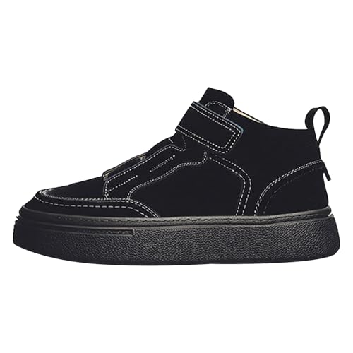 BarfußSchuhe Herren High Top Modische Herrenschuhe Dicke Boden Wildleder Freizeitschuhe rutschfeste Laufschuhe Flach Plateau TrainerSchuhe Komfort Slip Barefoot Shoes Versatile Elevate Shoes von Generisch