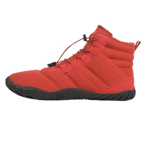 BarfußSchuhe Winter, 2024 Neue BarfußSchuhe Winter Damen Herren, Warm GefüTtert Winterschuhe FüR Rutschfeste Stiefel (42,A65 Rot) von Generisch