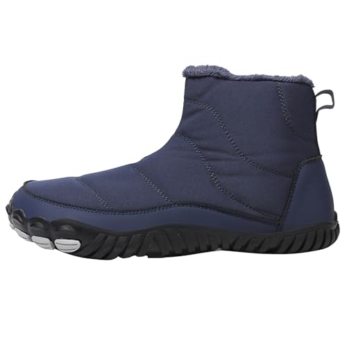 BarfußSchuhe Winter Damen, Wide Toe Box Arbeitsschuhe Herren, Outdoor Traillaufschuhe, Warm Gefüttert Barefoot Ankle Boots, Verschleißfest Wanderstiefel, Rutschfest Wasserdicht Stiefeletten von Generisch