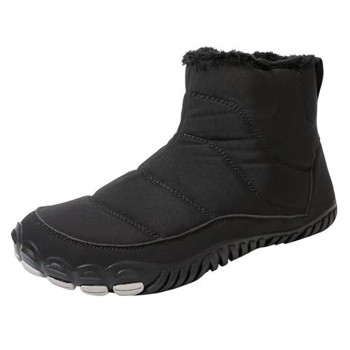 BarfußSchuhe Winter Damen, Wide Toe Box Arbeitsschuhe Herren, Outdoor Traillaufschuhe, Warm Gefüttert Barefoot Ankle Boots, Verschleißfest Wanderstiefel, Rutschfest Wasserdicht Stiefeletten von Generisch
