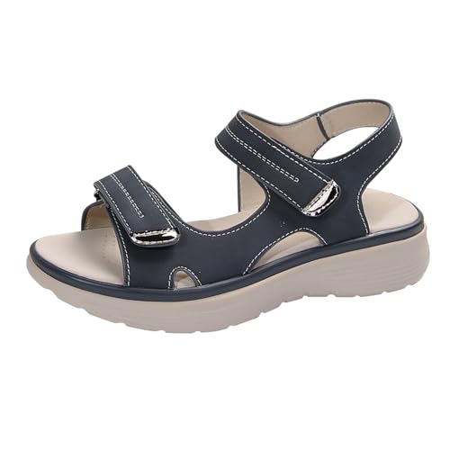 Barfußschuhe Damen,Orthopädische Sandalen Damen Rutschfeste Leichte Weiche Wandersandalen Sandaletten Breite Füße Gummisohle Plateau Sommer Schuhe Hausschuhe Mit Klettverschluss Bequem Sommerschuhe von Generisch