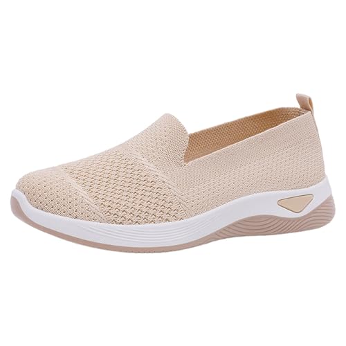 Barfußschuhe Damen Gestreiftes Mesh-Gewebe Bequeme Orthopädische Freizeitschuhe (Beige, 38) Sommerschuhe Weite H Herbst Herren Winter Weiß Orthopedische Schuhe Barfuss Herrn 43 Blau Weiche Soft von Generisch