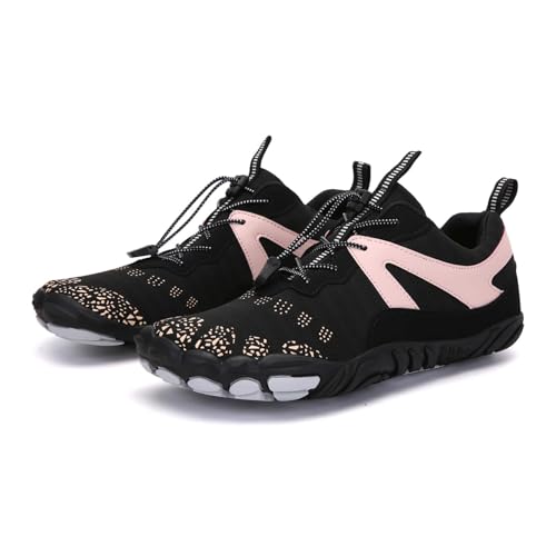 Barfußschuhe Damen Herren, Wasserdicht Erdungsschuhe, Gesunde & Bequeme Hike Barefoot Shoes (A30Black Pink, Erwachsene, 37, Numerisch, EU Schuhgrößensystem, M) von Generisch