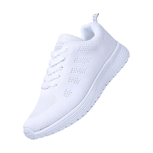 Barfußschuhe Damen Weiß Sommermode Hohl Atmungsaktiv Flacher Absatz Weiche Sohle Freizeitschuhe (White, 40) Leichte Stoffschuhe Herbst Herren Winter Orthopedische Schuhe Barfuss Herrn 43 Blau von Generisch