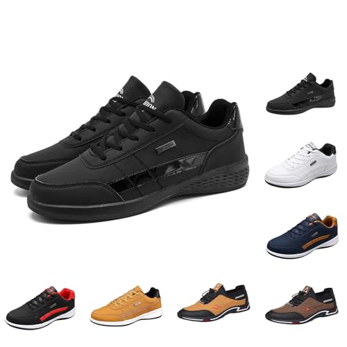 Barfussschuhe Herren Leder Sneaker Herren Trekking Schuhe Wasserdicht Turnschuhe Breite Füße rutschfeste Arbeitsschuhe Ergonomische Schmerzlindernde Komfortschuhe Hausschuhe von Generisch