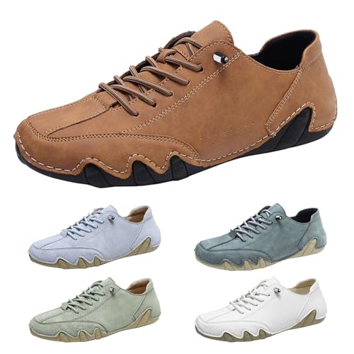 Barfußschuhe Herren Leder Wasserdicht Sportschuhe Herren Breiter Fuß Trainingsschuhe Mit Dämpfung Joggingschuhe Rutschfeste Laufschuhe Leicht Sneakers Flache Sohle Hallenschuhe Hiking Turnschuhe von Generisch