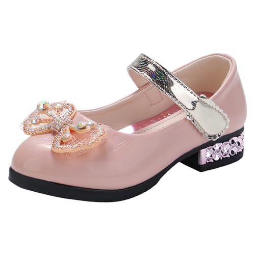 Barfußschuhe Kinder Damenschuhe mit dicken Absätzen Diamanten, Coole Einzelschuhe, modische Schleife, Tanzschuhe, Performance-Prinzessin-Schuhe Volleyball Schuhe Jungen (Beige, 28.5 Little Child) von Generisch