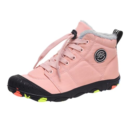 Barfußschuhe Kinder Warm Atmungsaktiv Gefüttert Bequem Winter Fleece Leicht rutschfeste Traillaufschuhe Minimalistische Fitnessschuhe Barfuss Schuhe rutschfest Sneaker,Rosa,34 von Generisch