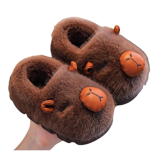 Barfussschuhe Kinder Warme Hausschuhe Mädchen Mit Capybara Barfussschuhe Kleinkind Rutschfest Pantoletten mit Hinten Plüsch Pantoffeln Foam Sohle Freizeitschuhe Einfach Schuhe von Generisch