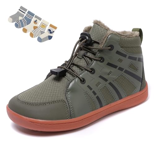 Barfussschuhe Kinder Winter Wasserdicht, Barfußschuhe Kinder Herbst, Barfuss Schuhe Gummistiefel Winterschuhe (YN18 Green, Kleinkind, Damen, 30, Numerisch, EU Schuhgrößensystem, M) von Generisch