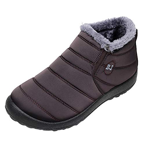 Barfußschuhe Wasserdicht Winter Fleece Gefüttert Dicke Stiefeletten Bequem Wasserdicht rutschfest Stiefel Minimalistisch Breite Füße Plateau Boots Schuhe Damen Herbst Kaffee 41 von Generisch