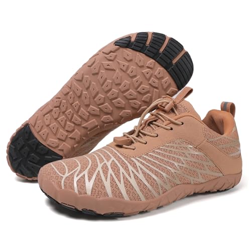 Barfußschuhe für Herren Zehenschuhe Breiter Zehenpartie Wanderschuhe Barfußschuhe Laufschuhe Knit Sneaker Fitnessschuhe Atmungsaktiv Lässig Turnschuhe Netz-Sneaker für Business Freizeit von Generisch