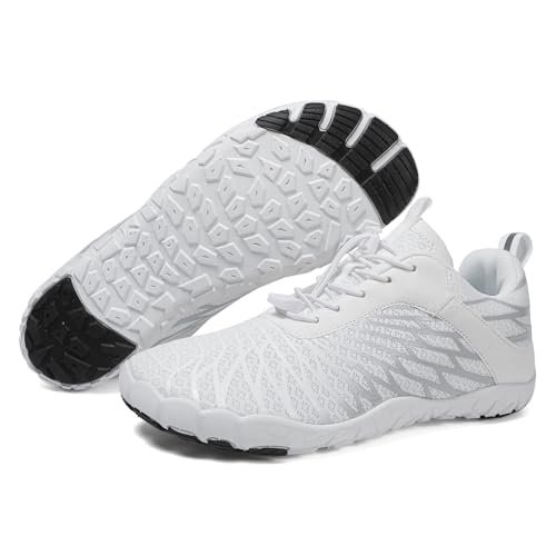 Barfußschuhe für Herren Zehenschuhe Breiter Zehenpartie Wanderschuhe Barfußschuhe Laufschuhe Knit Sneaker Fitnessschuhe Atmungsaktiv Lässig Turnschuhe Netz-Sneaker für Business Freizeit von Generisch