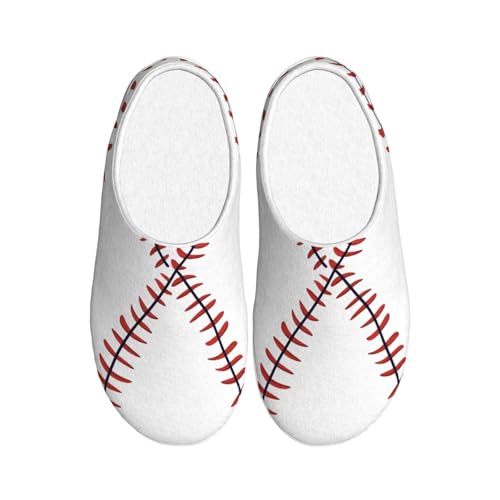 Baseball Spitze Damen Hausschuhe Flanell Haus Pantoffeln für Herren Sport Vintage rutschfeste Warme Winterschuhe für Indoor Outdoor, mehrfarbig, 3X-Large von Generisch