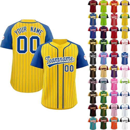 Baseball Trikot Herren Personalisierte Baseball Trikots mit Name&Nummer Individuelle Baseball Shirt Damen Baseball T-Shirts für Männer Frauen Kinder von Generisch