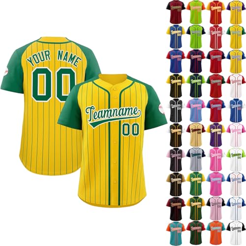 Baseball Trikot Herren Personalisierte Baseball Trikots mit Name&Nummer Individuelle Baseball Shirt Damen Baseball T-Shirts für Männer Frauen Kinder von Generisch