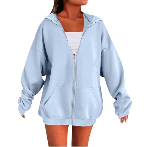 Basic Kapuzenpullover Damen Oversized Hoodie Casual Langarm Pullover Sweatshirt mit Kapuze,Damen Pulli,Weit geschnitten und warm von Generisch