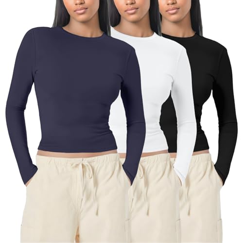 Basic Langarmshirt Damen Baumwolle Multipack eng schwarz lila, 2025 1/3er Pack Langarmshirt Damen - Mode Long Basics Herbst Unterwäsche Kleidung Clothes Marineblau XS Basic Langarmshirt Damen Baumwolle Multipack eng schwarz lila, 2025 1/3er Pack Langarmshirt Damen - Mode Long Basics Herbst Unterwäsche Kleidung Clothes Marineblau XS von Generisch