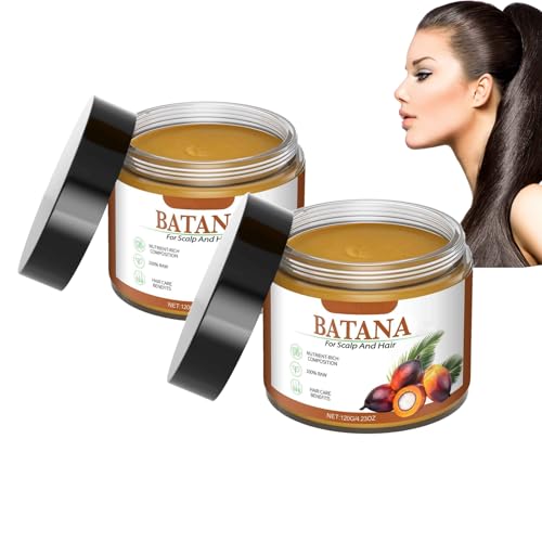 Batana Reines Haaröl,120g Reines und Rohes,Unraffiniertes Batana Öl,Fördert Glanz und Wachstum,Wirkt gegen Frizz und Haarbruch,Pflegt die Kopfhaut,für Männer und Frauen (2PC, One Size) von Generisch