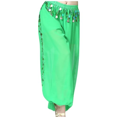 Bauchtanz Haremshose Damen Glitzer Tanzhose mit Pailletten 80er Jahre Punk Party Outfit Rave Karneval Lose Hose Pailletten Glänzend Bauchtanz Kostüm Retro Pumphose für Bauchtanz Yoga (Green, One Size) Bauchtanz Haremshose Damen Glitzer Tanzhose mit Pailletten 80er Jahre Punk Party Outfit Rave Karneval Lose Hose Pailletten Glänzend Bauchtanz Kostüm Retro Pumphose für Bauchtanz Yoga (Green, One Size) von Generisch