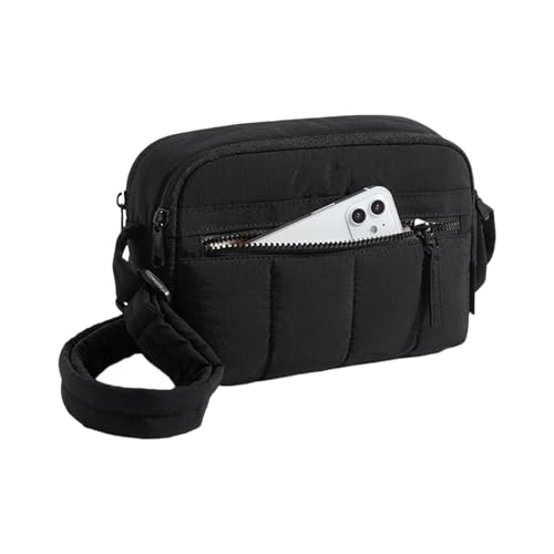 Bauchtasche Damen, Puffige Sling Bag Mit Multi Taschen, wasserdicht Umhängetasche Aus Nylon Schwarz, Für Reise Wandern Und Shopping von Generisch
