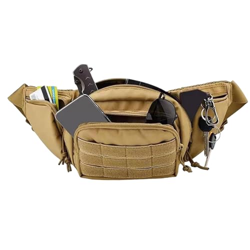 Bauchtasche | Sport-Bauchtasche | Bauchtasche für Männer und Frauen mit 5 Taschen, Hüfttasche mit verstellbarem Gurt, Gürteltasche für Reisen, Camping, Wandern, Radfahren, khaki, Refer to description, von Generisch
