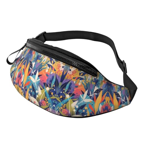 Bauchtasche für Damen und Herren, mit verstellbarem Riemen, leichte, wasserdichte Hüfttasche, Bunte Blume, Einheitsgröße, Trekkingrucksack von Generisch
