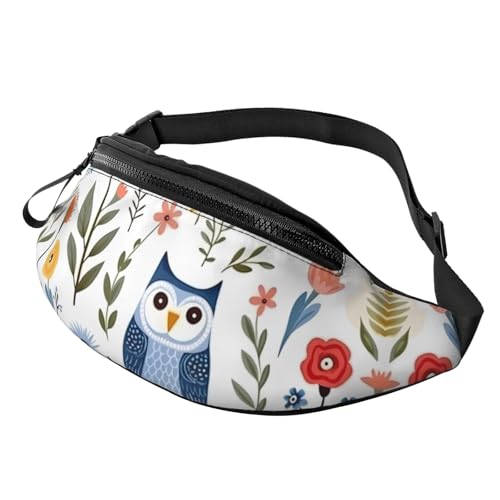 Bauchtasche für Damen und Herren, mit verstellbarem Riemen, leichte, wasserdichte Hüfttasche, Farbige Eulen 15, Einheitsgröße, Trekkingrucksack von Generisch