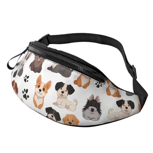 Bauchtasche für Damen und Herren, mit verstellbarem Riemen, leichte, wasserdichte Hüfttasche, Niedliche Welpen, Hunde, 11, Einheitsgröße, Trekkingrucksack von Generisch