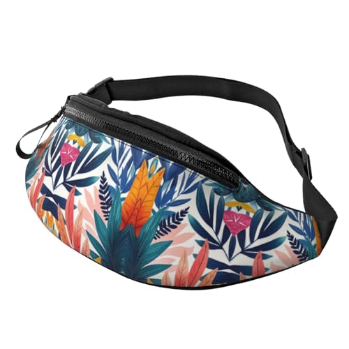 Bauchtasche für Damen und Herren, mit verstellbarem Riemen, leichte, wasserdichte Hüfttasche, Tropische Pflanzen 9, Einheitsgröße, Trekkingrucksack von Generisch