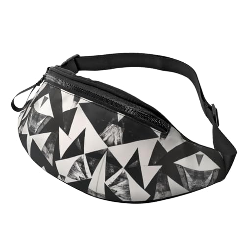 Bauchtasche für Damen und Herren, mit verstellbarem Riemen, leichte, wasserdichte Hüfttasche, Weiße Geometrie 16, Einheitsgröße, Trekkingrucksack von Generisch