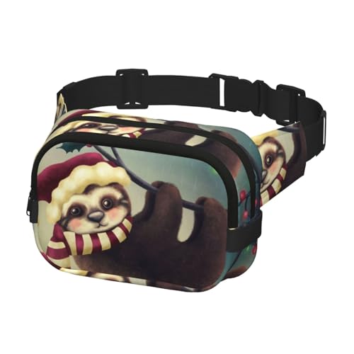Bauchtasche für Herren und Damen, Sport-Hüfttasche, Gürteltasche für Reisen, Wandern, Laufen, Weihnachts-Faultier von Generisch
